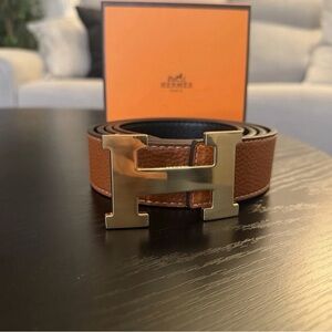 Hermes Men's Brown Belt Gold Buckle